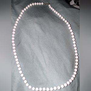 Monet Necklace Round White Glass Beads. SIGNED